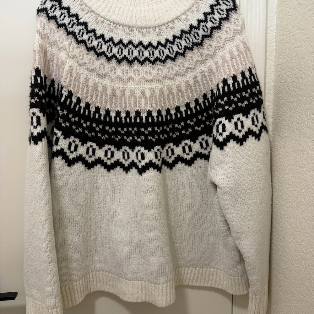 Universal Thread Fair Isle Sweater - Cream and Black